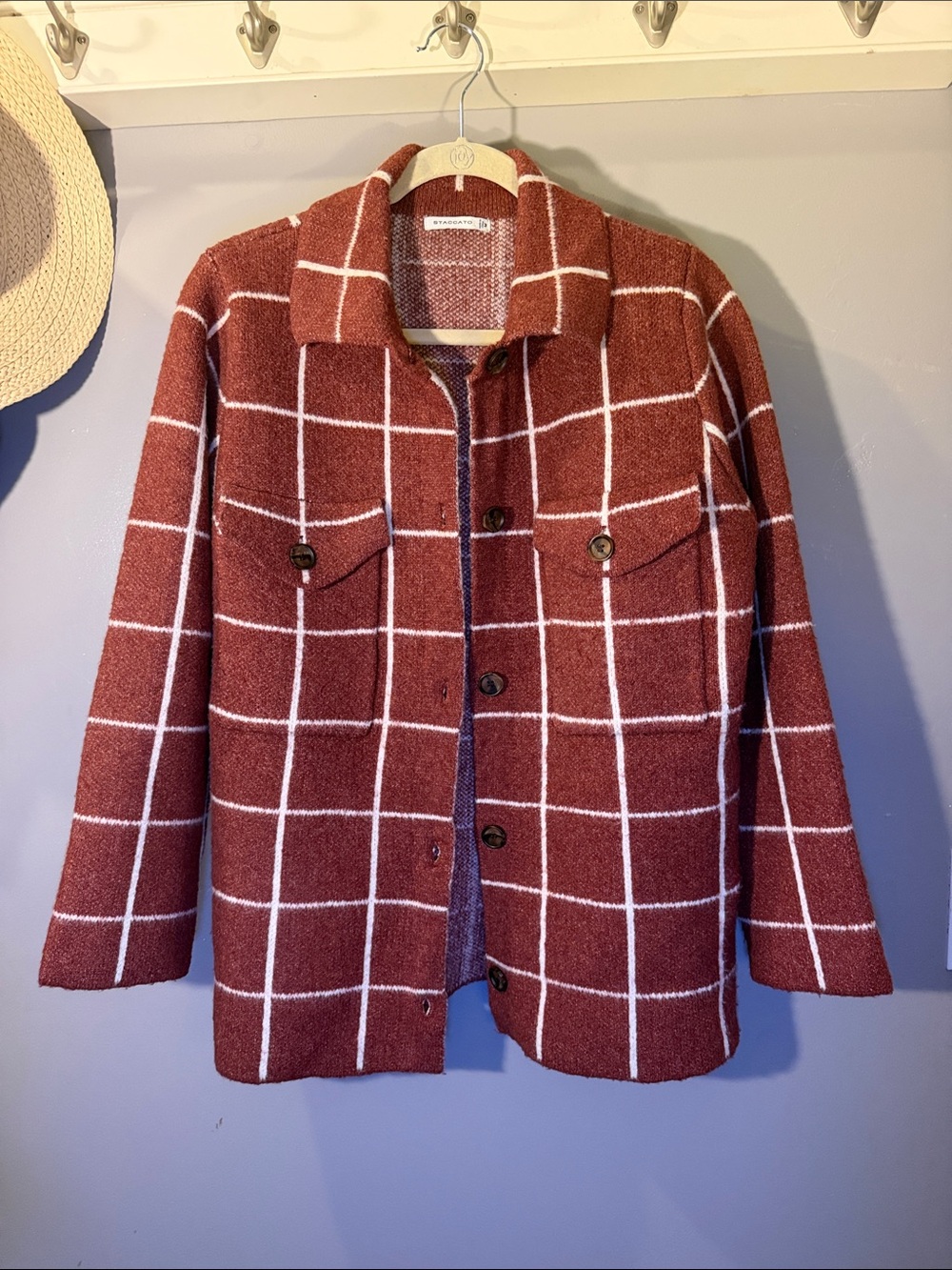 Staccato Rust Windowpane Button-Front Jacket